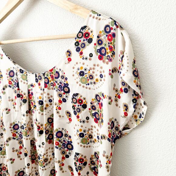 BALCONY | White Mod Floral Dress Side Pockets Bow Front Y2K Style | Size Medium - Picture 4 of 9